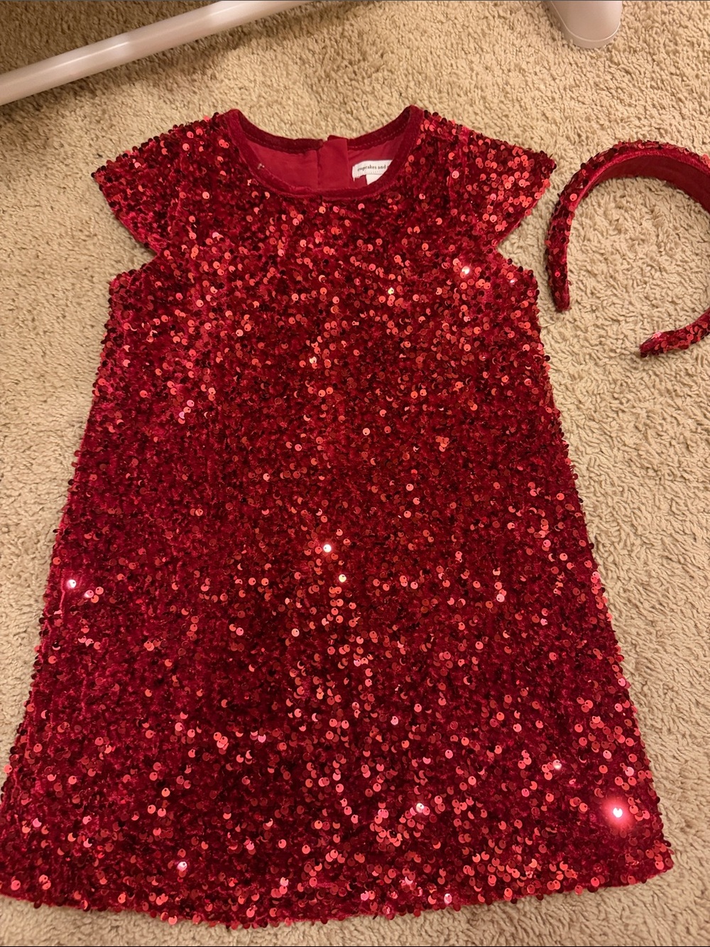 Cupcakes and Cashmere 4T Girls Red Sequin Party Dress with Matching Headband